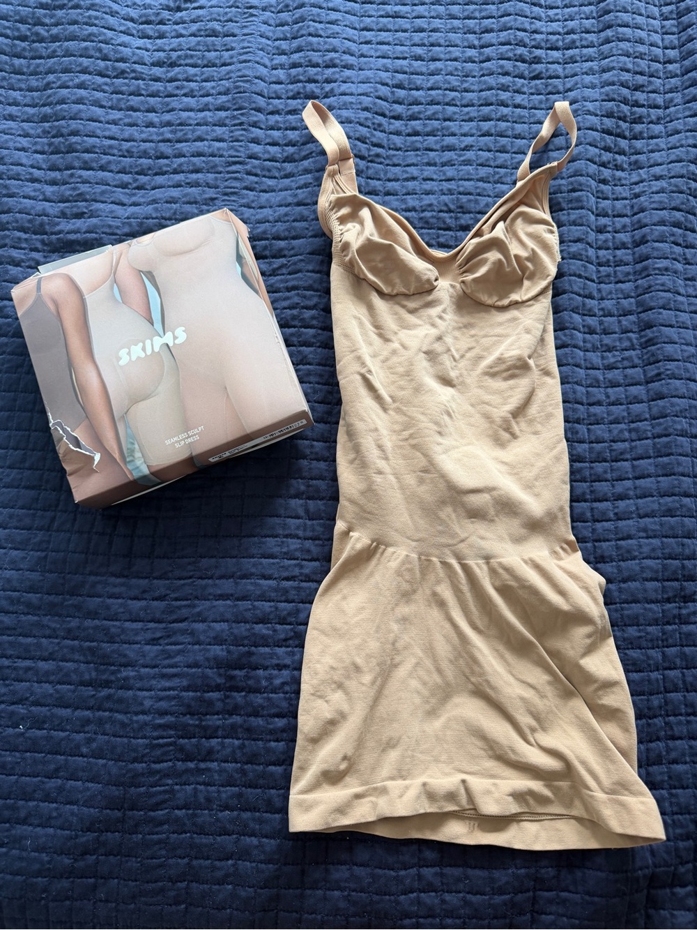 SKIMS Sculpting Nude Slip Dress - Women's Shapewear size S ochre color